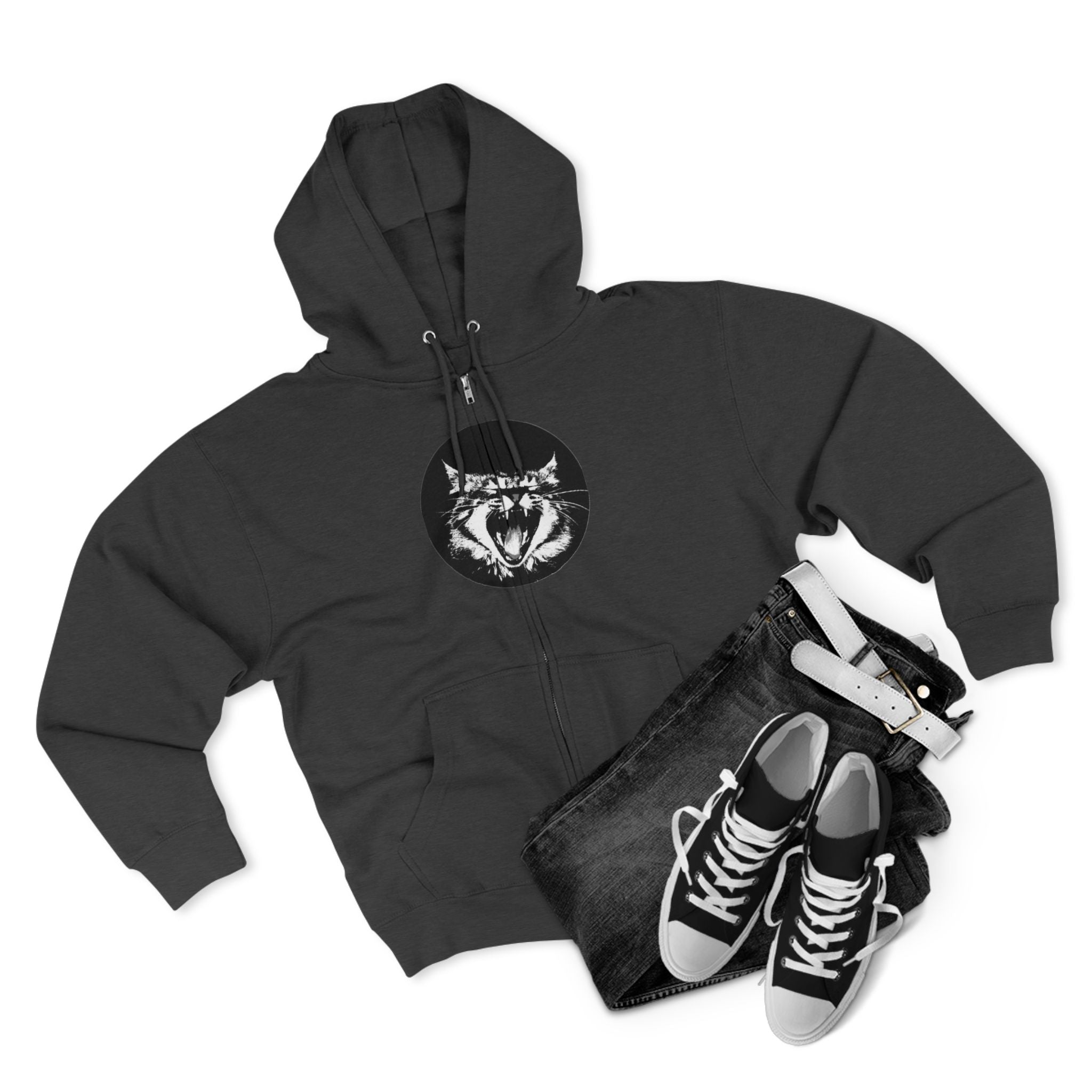 Zip Hoodie — Roaring Cat Graphic Zip-Up Hoodie